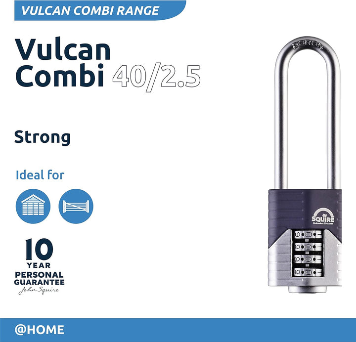 SQUIRE 40/2.5 Vulcan Combi 40/2.5 Hochsicheres Vorhangschloss, blau, 40 mm 40 mm Langer Bügel., 40 m