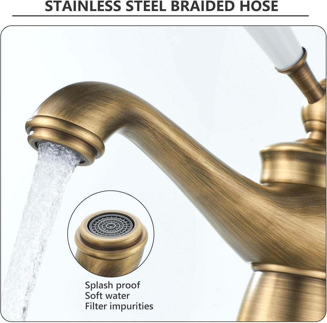 Namuoto Wasserhahn Retro Bronze, Waschtischarmatur für Bad Waschbecken Armatur Einhebelmischer Wasch