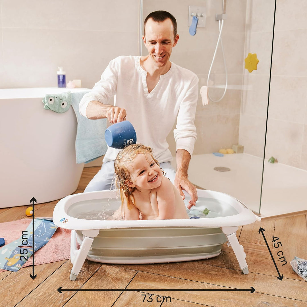 Badabulle Faltbare Babybadewanne - Ultrakompakt - 35L - Rutschfeste Füsse - Abflussstopfen & Tempera