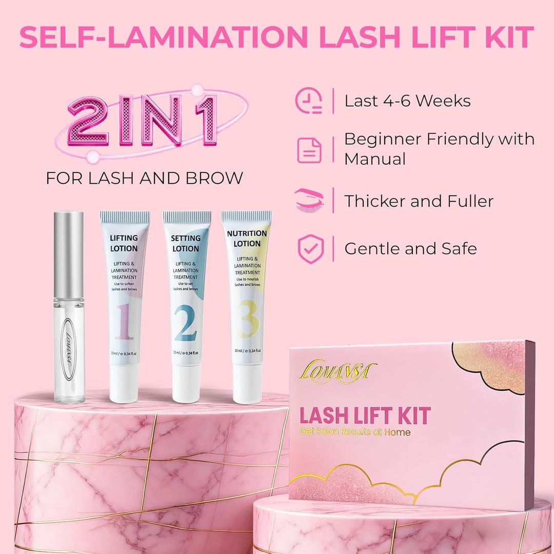 Lomansa Wimpernlifting Set, Lash Lifting Set, Augenbrauen Lifting, Tubuläre Emulsion, einfache Anwen