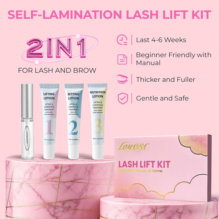 Lomansa Wimpernlifting Set, Lash Lifting Set, Augenbrauen Lifting, Tubuläre Emulsion, einfache Anwen