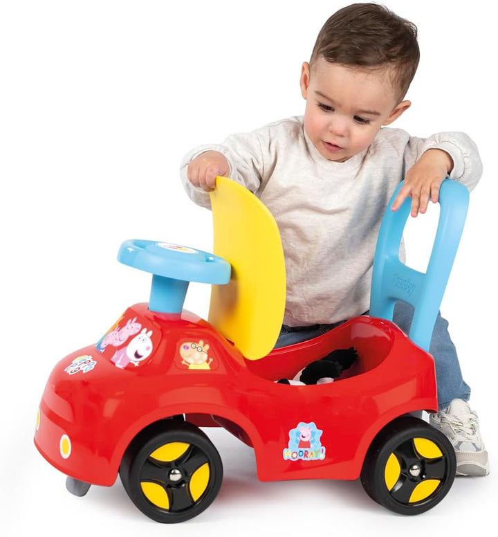 Smoby Peppa Pig Rutscher – wendiges Kinderfahrzeug mit Hupenlenkrad – Rückenstütze, Staufach, Kippsc
