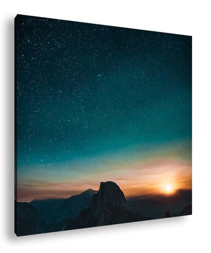 deyoli atemberaubender Sternenhimmel bei Sonnenaufgang Format: 60x60 als Leinwandbild, Motiv fertig