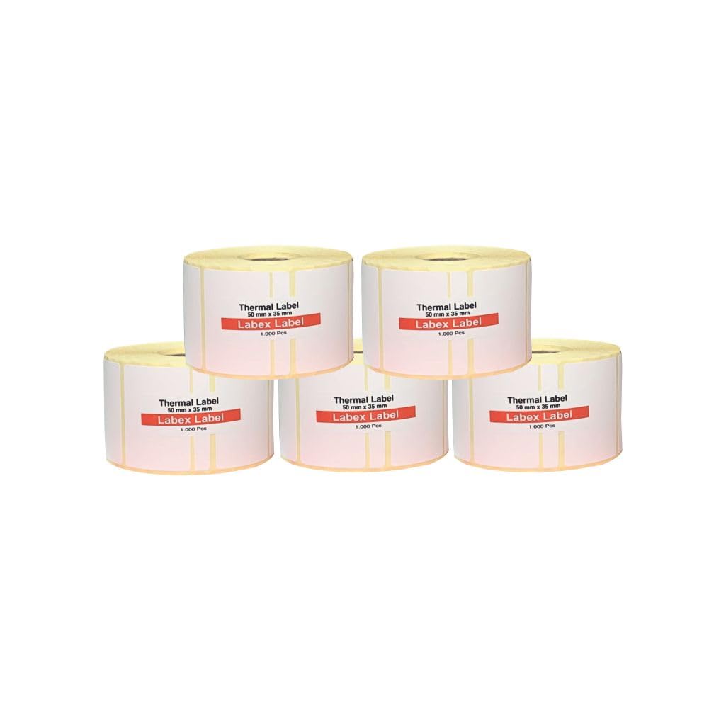 Labex Label - Thermo Etiketten 50x35 mm | Zebra Etiketten, adressetiketten - 5 rolle; 5.000 stück -