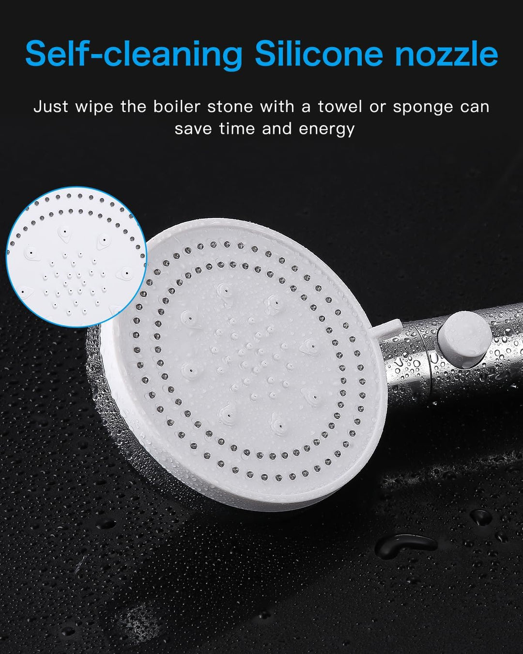 Duschkopf, 6 Strahlarten Wassersparend, Duschbrause Handbrause, Shower Head, Silber