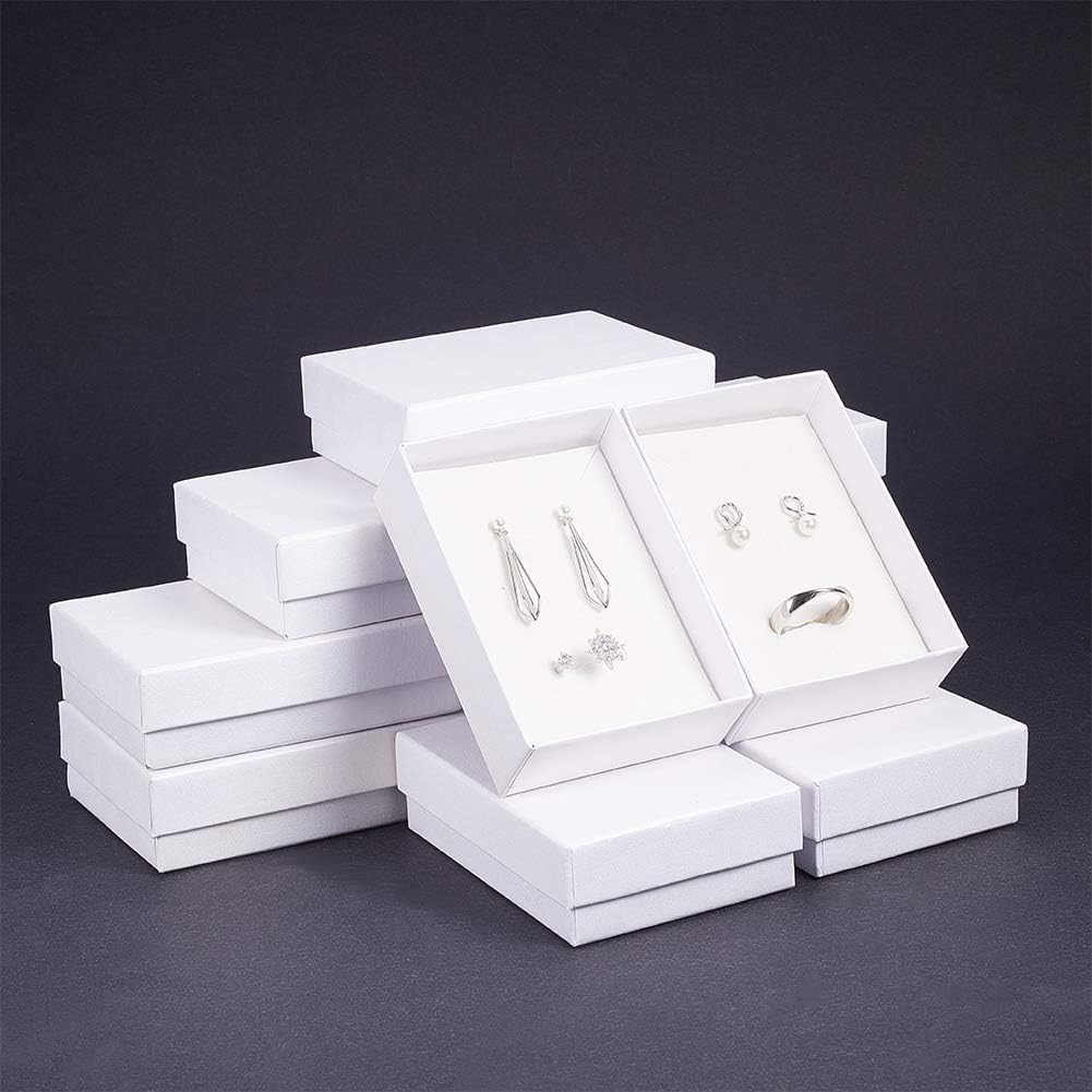 nbeads 60 Stück Weiss Karton Schmuck Box Rechteck Pappschachteln Schmuckschatulle Verpackung Box mit
