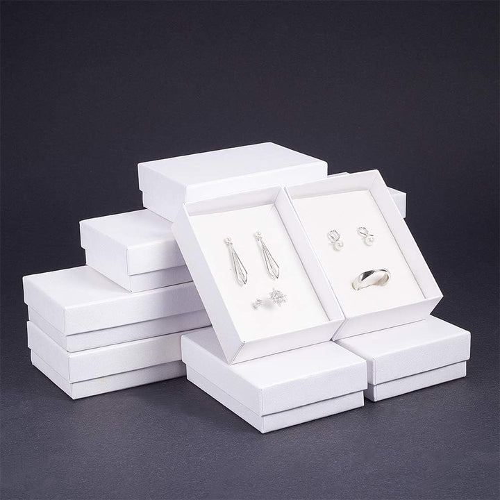 nbeads 60 Stück Weiss Karton Schmuck Box Rechteck Pappschachteln Schmuckschatulle Verpackung Box mit