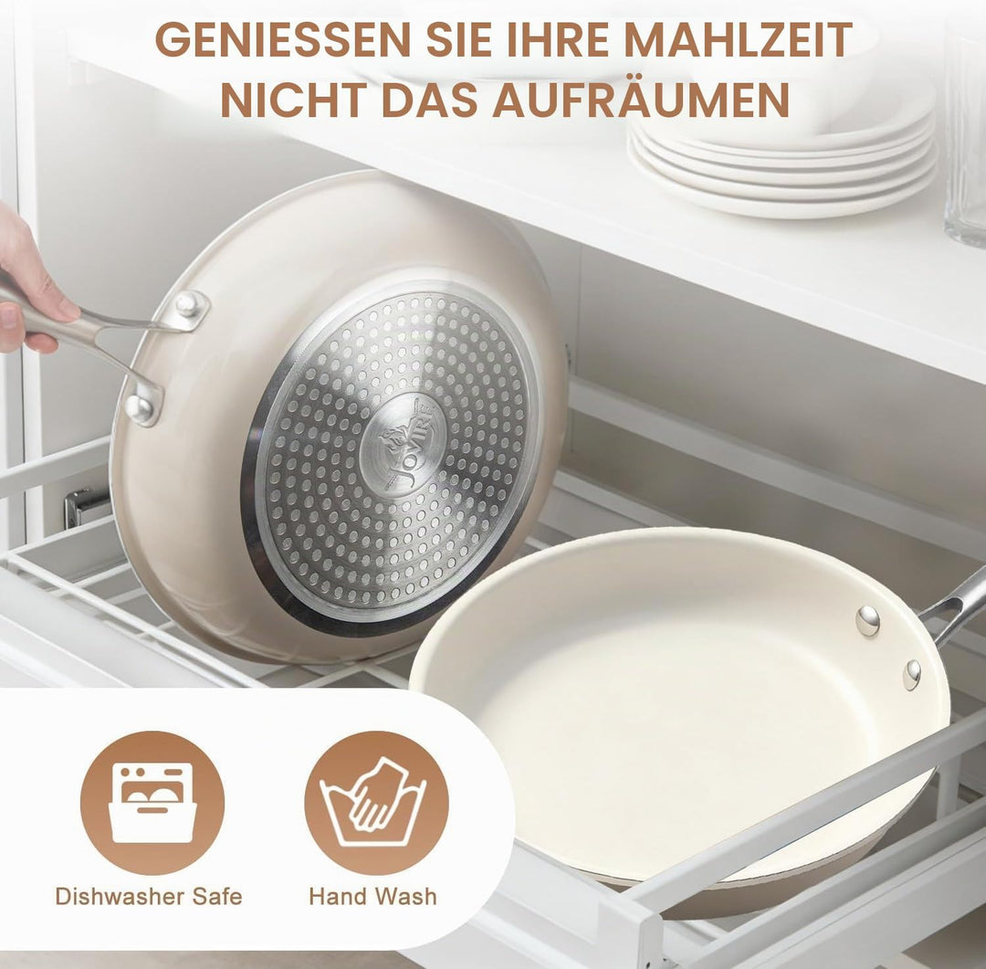 24cm Keramik Bratpfanne Antihaft - PFAS-, PFOA- &amp; PTFE-frei, Induktionseignet, Ofenfest &amp; Spülmaschi