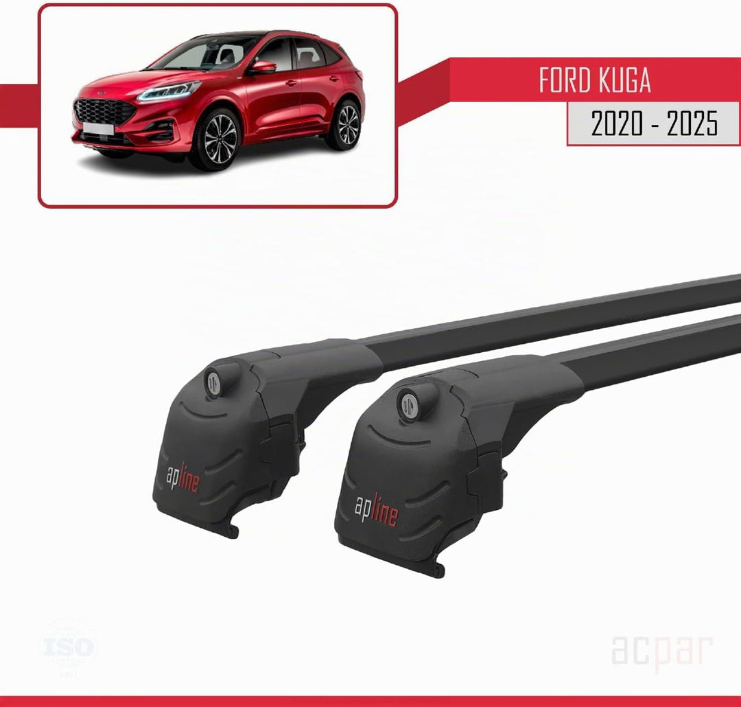 acpar Kompatibel mit Ford KUGA (CX482) 2020-2023 Relingträger ACE-2 Dachträger Gepackträger SCHWARZ