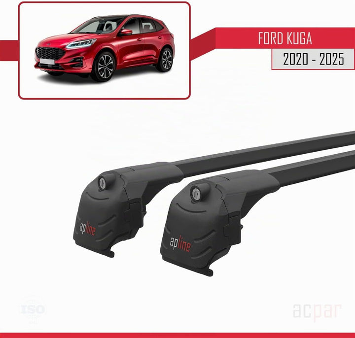acpar Kompatibel mit Ford KUGA (CX482) 2020-2023 Relingträger ACE-2 Dachträger Gepackträger SCHWARZ