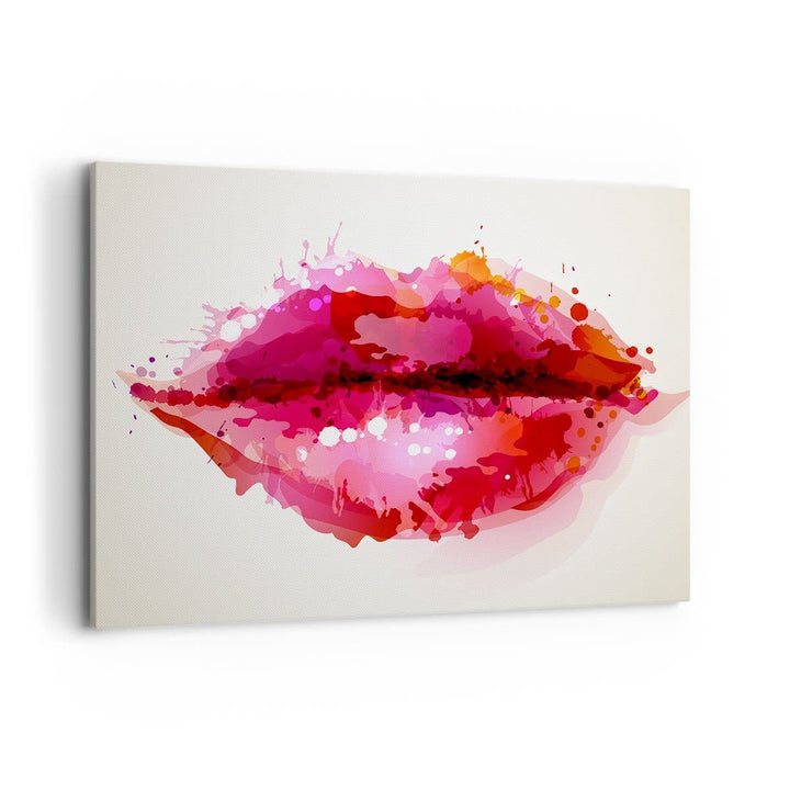 Bilder auf Leinwand 100x70cm Leinwandbild Rote Lippen glänzend Lippe Glanz Gross Wanddeko Bild Schla