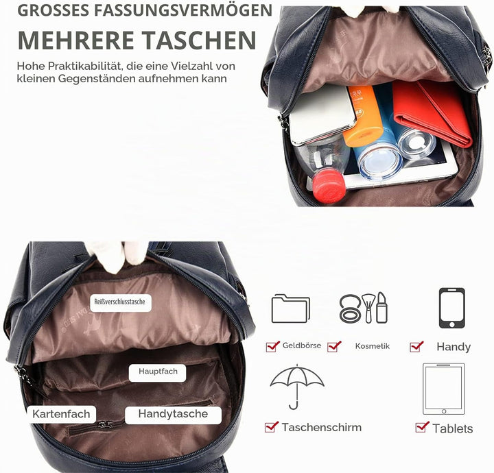 NICOLE &amp; DORIS Rucksack Damen Elegant Rucksack Anti Diebstahl Rucksackhandtaschen PU Leder Rucksäcke