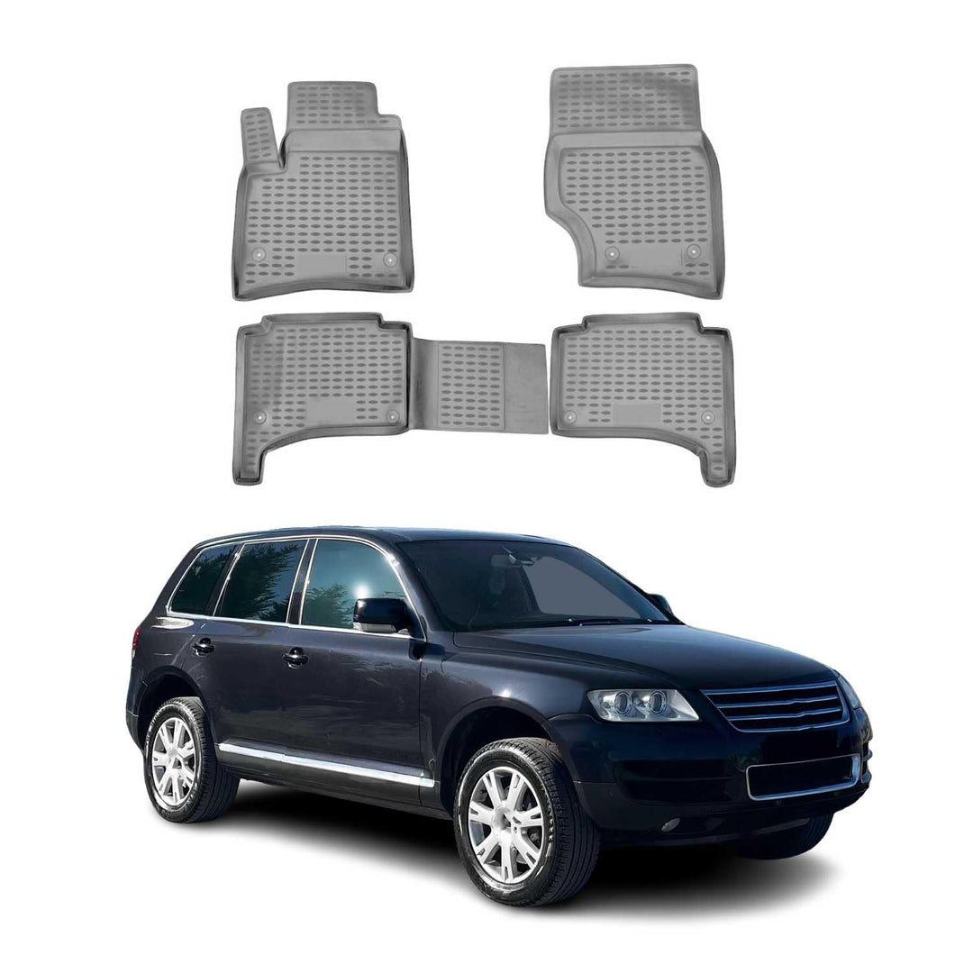 OMAC Gummimatten Fussmatten kompatibel mit VW Touareg 2002-2010 TPE Automatten Grau 4X Fussmatten /