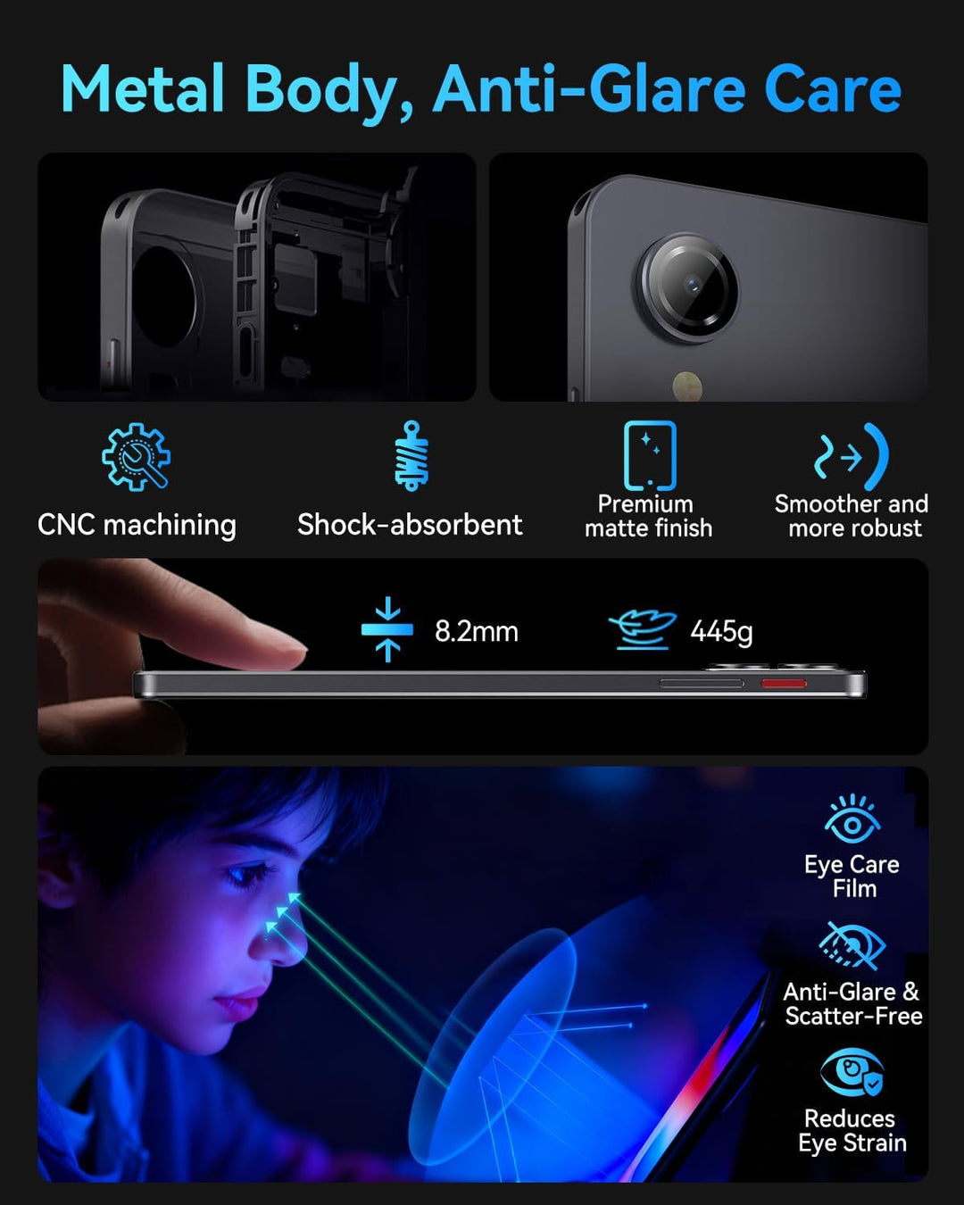 10,1 Zoll Android 16 Tablet mit Gemini AI丨120 Hz HD In-Cell Display丨16 (4+12) GB RAM 128 GB ROM 1 TB