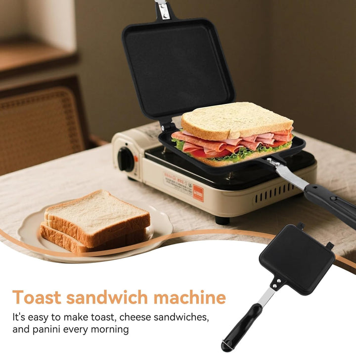 Toasted Sandwich Maker, Aluminium Doppelseitige Sandwich Flip Pan Tortilla Panini Presse für Herd, G
