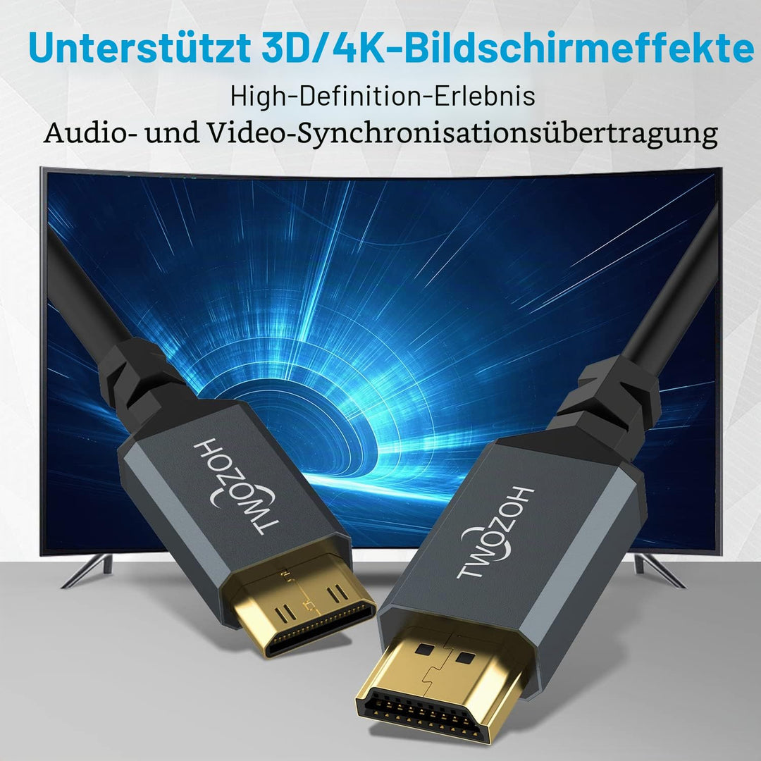 Twozoh Mini HDMI auf HDMI Spiral kabel, Mini HDMI auf Full HDMI Kabel für Projektor, Monitor, Camcor