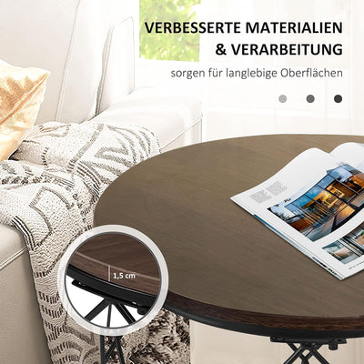 Ribelli 2er Set Beistelltisch, Wohnzimmertisch mit Korbfunktion, Couchtisch Rund, Korbtisch mit Abne