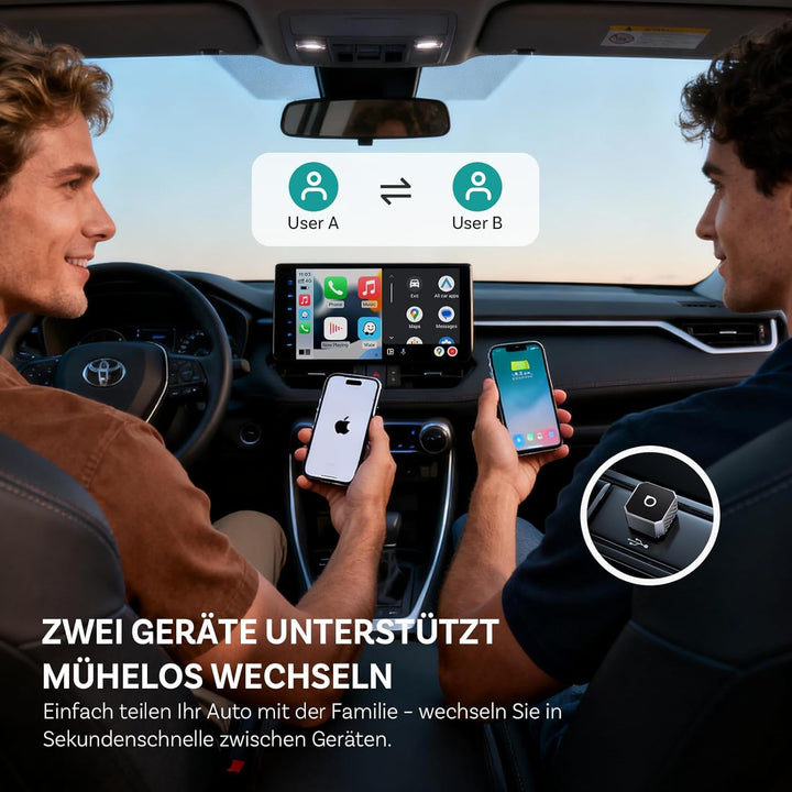 OTTOCAST Mini Pot 2026 Upgraded, 2-in-1 CarPlay & Android Auto Wireless Adapter für iOS 10+/Android