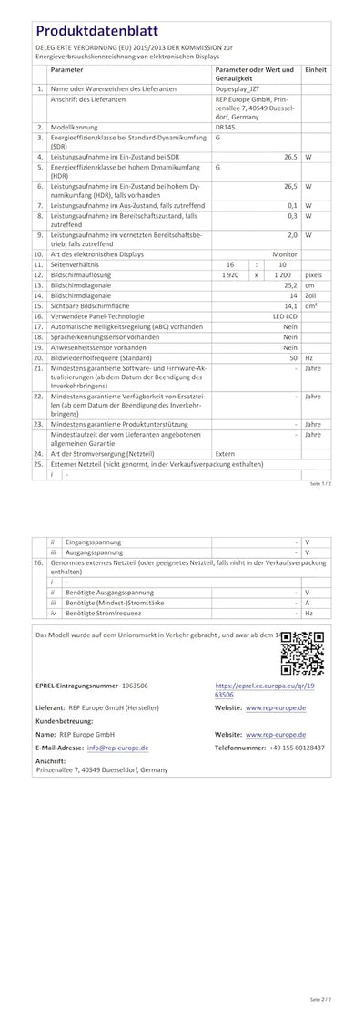 Dopesplay Laptop Bildschirm Erweiterung, 14.1 Zoll FHD 1200P IPS Tragbarer Monitor für Laptop, Tripl