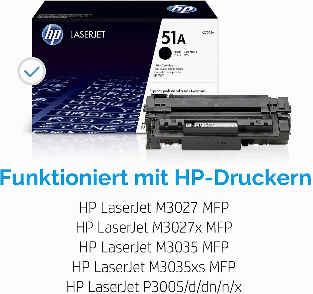 HP 51A (Q7551A) Schwarz Original Toner für HP Laserjet P3005, M3027, M3035 Schwarz 6.500S, Schwarz 6