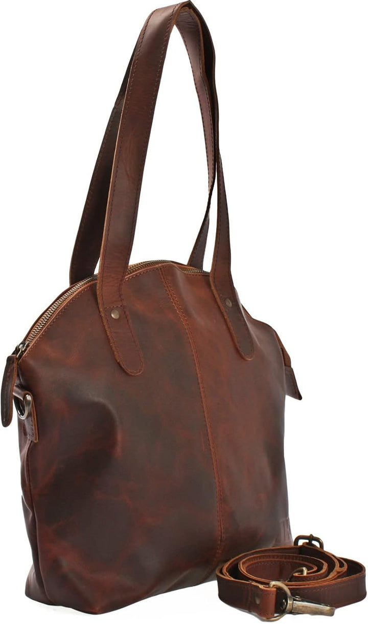 LECONI Shopper Schultertasche Damen Handtasche Ledertasche Natur Henkeltasche aus Leder Damentasche