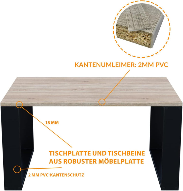 AKKE Couchtisch Wohnzimmertisch Beistelltisch Tisch Für Wohnzimmer Sonoma 90 x 40 x 55 L:90cm x B:40