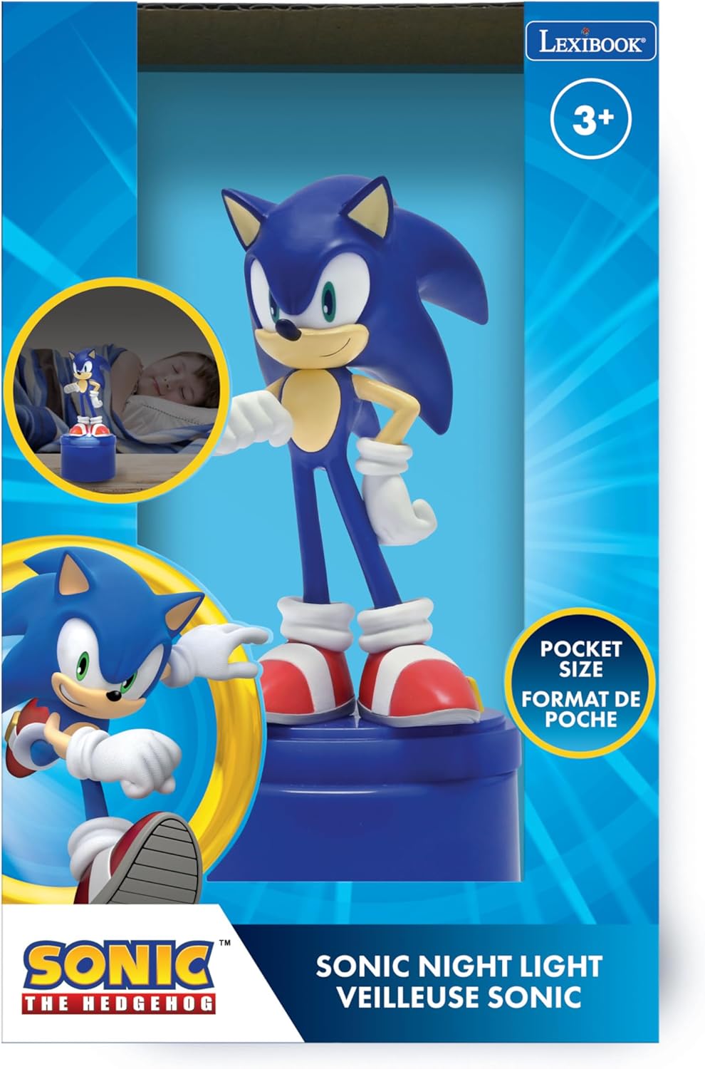 Lexibook, SEGA Sonic The Hedgehog, LED-Taschen-Nachtlicht für das Kinderzimmer, weiches Licht, batte