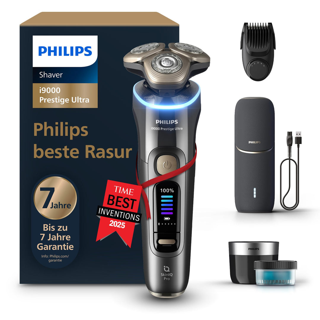Philips Rasierer i9000 Prestige Ultra, Nass- und Trockenrasierer für Männer, adriatic, Druck- und Be