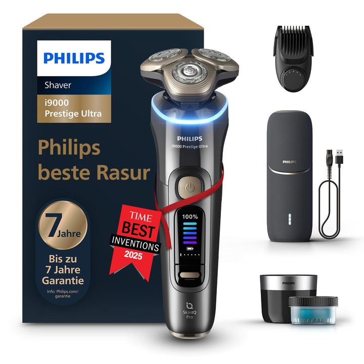 Philips Rasierer i9000 Prestige Ultra, Nass- und Trockenrasierer für Männer, adriatic, Druck- und Be