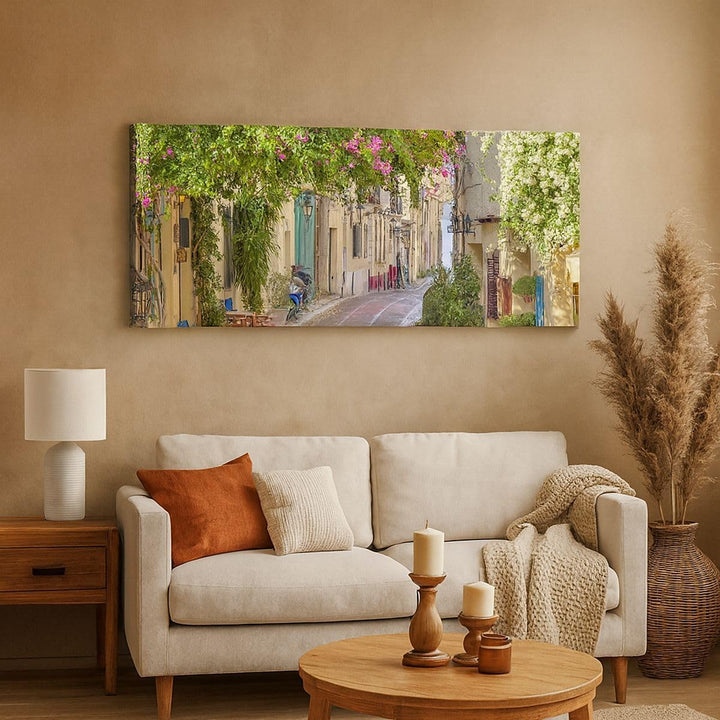 Bilder auf Leinwand 100x40cm Leinwandbild Strasse dekoration blumen griechenland Gross Wanddeko Bild