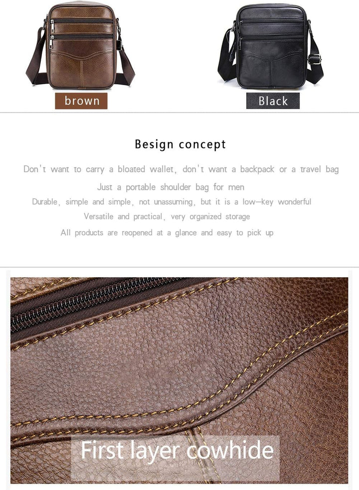 Herren Schultertaschen Freizeit Fashion Echtleder Crossbody Tasche Schwarz3, Schwarz3