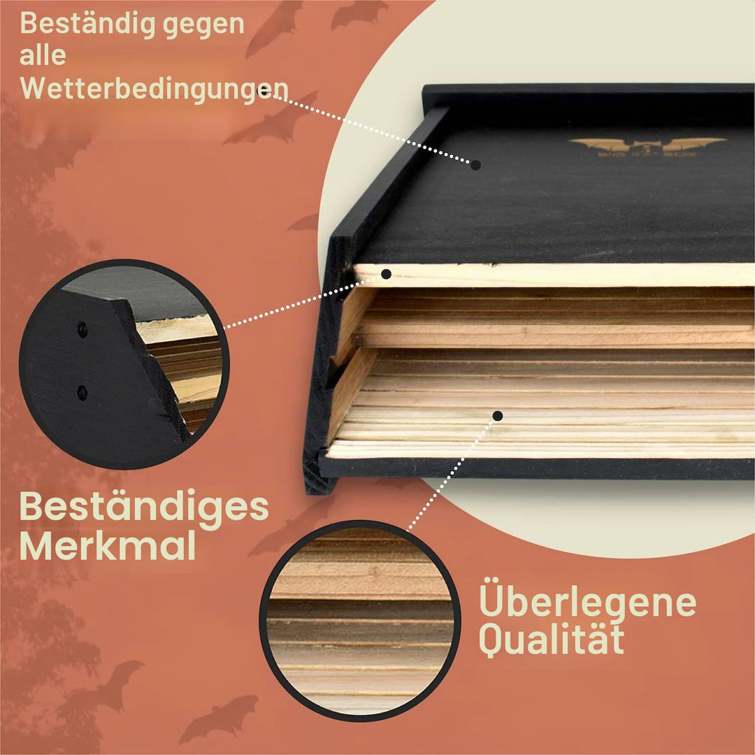 BIGBATBOX -Bat Houses for Outdoors - Proven Bat Box Design, Premium 2-Chamber Cedar Bat House. Enjoy