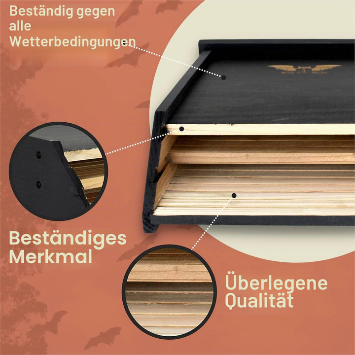 BIGBATBOX -Bat Houses for Outdoors - Proven Bat Box Design, Premium 2-Chamber Cedar Bat House. Enjoy