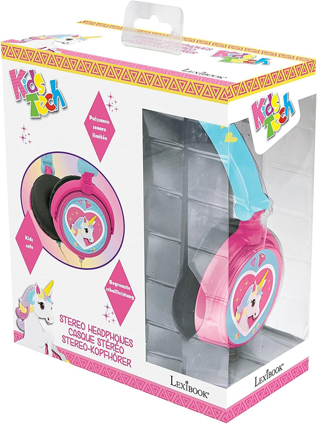 Lexibook, Einhorn, Stereo-Kopfhörer, kindersichere Lautstärke, klappbar und einstellbar, rosa/blau,