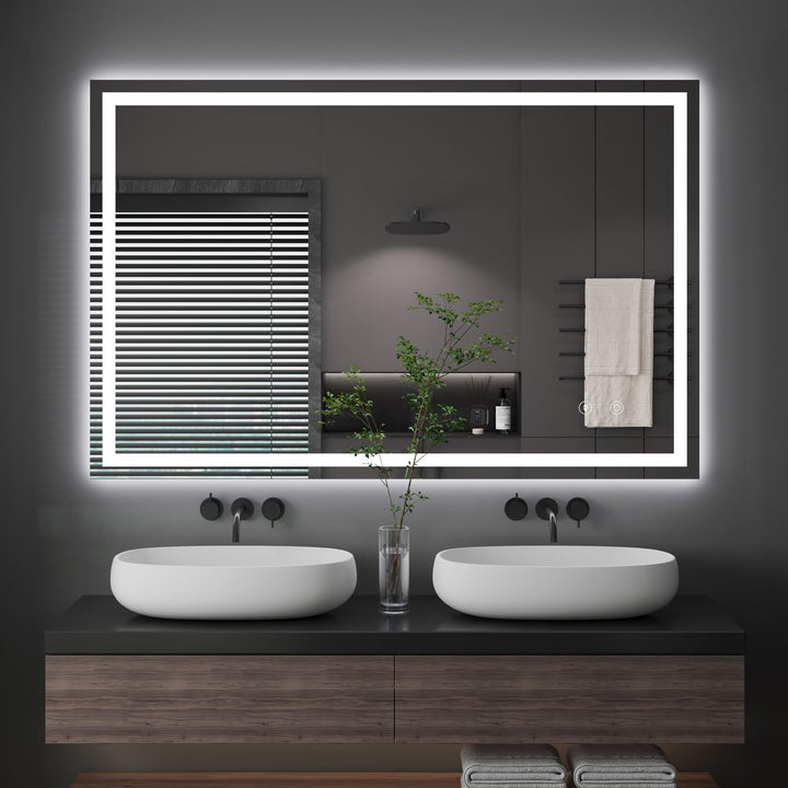 Dripex Badspiegel mit Beleuchtung Led Spiegel mit Touch-Schalter, Dimmbar, 3 Lichtfarbe Einstellbare