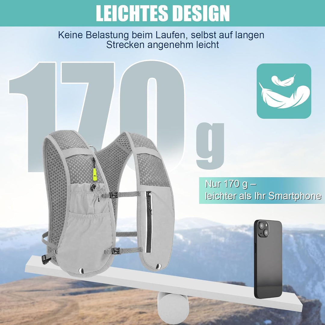 Laufweste Damen &amp; Herren mit 500ml Trinkflasche, Reflektierende Running Vest für Bessere Sichtbarkei