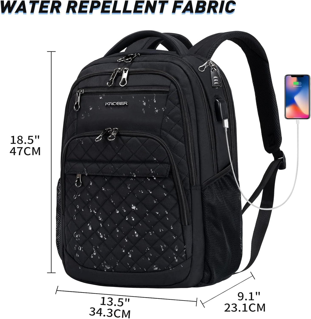 KROSER Laptop Rucksack 17,3'' Business Rucksack Schulrucksack Grosser Wasserdicht Taschen Reise Back