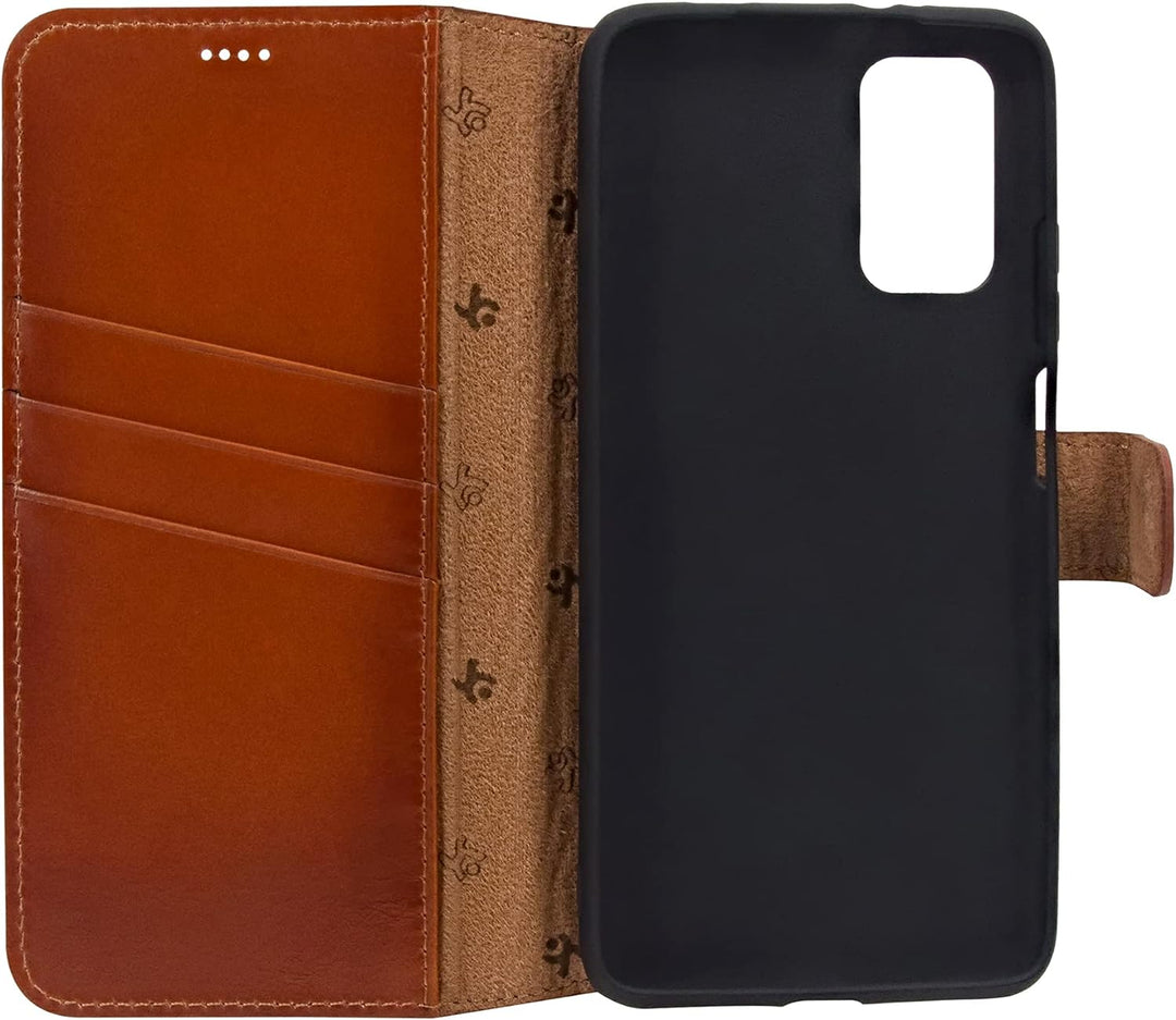 Suncase Book-Style Hülle kompatibel mit Xiaomi Poco M3 Leder Tasche (Slim-Fit) Lederhülle Handytasch