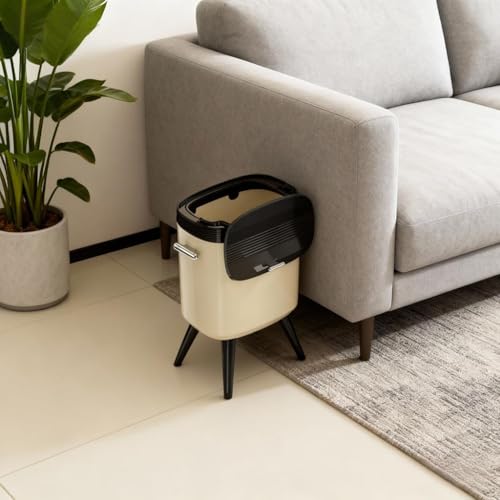 VBESTLIFE Hochbeiniger Mülleimer mit Rädern, 3,96 Gallonen/15 L, Schmales Design mit Deckel, Rollend