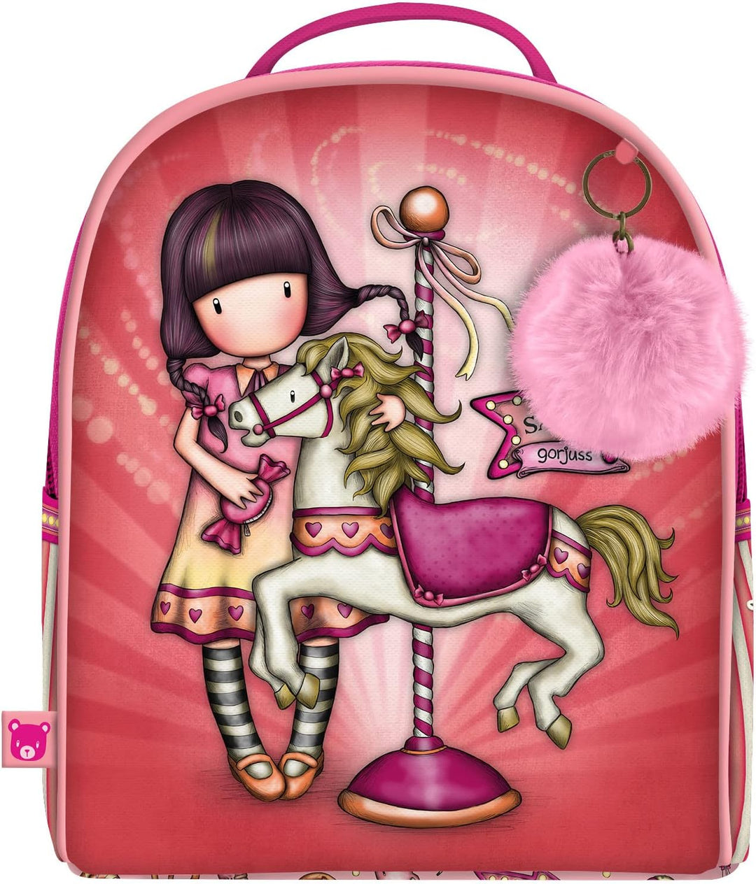 Santoro 1040GJ09 Gorjuss Fairground Mini-Rucksack Karussell, 20 x 22 x 10 cm, Rose