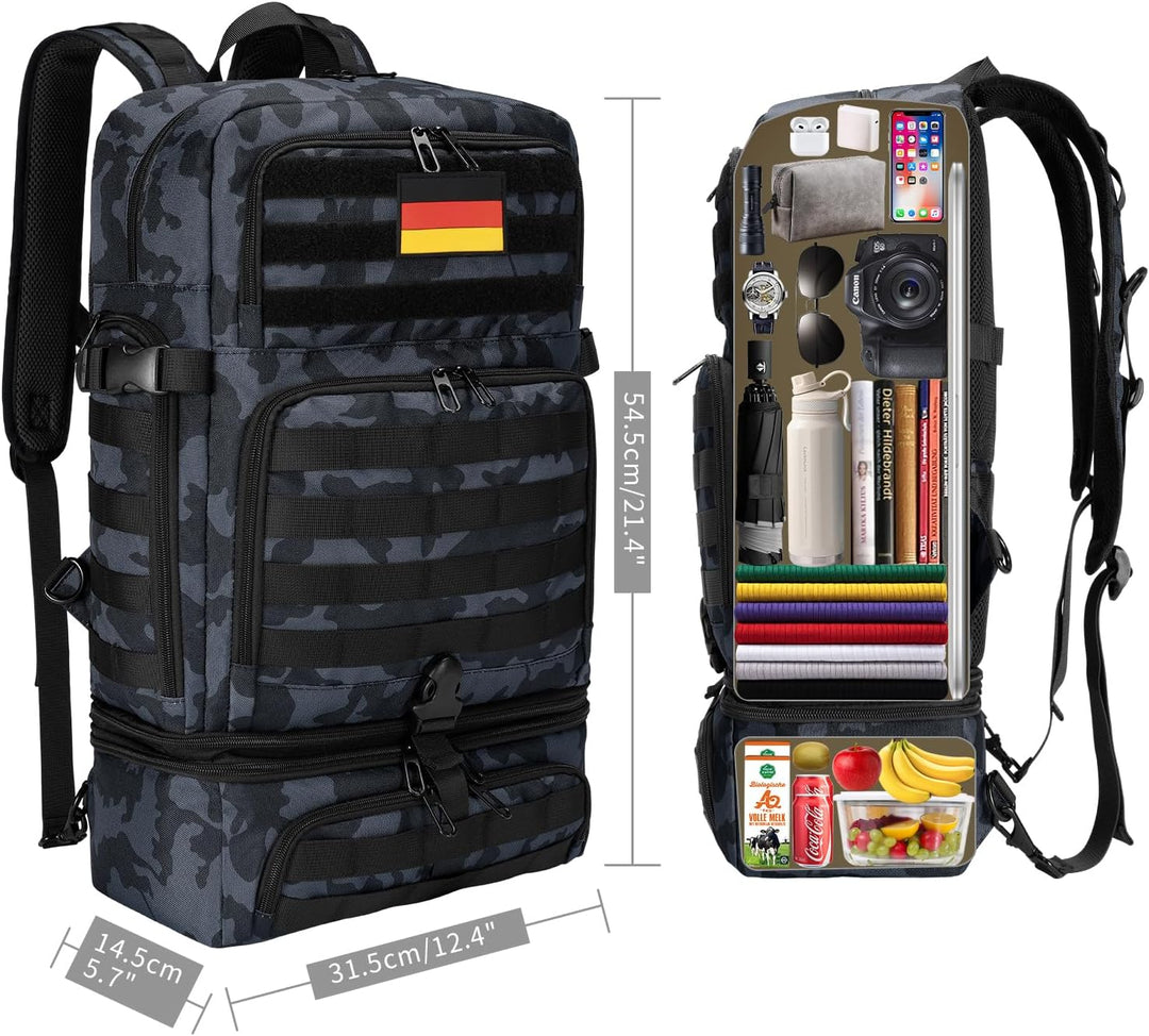 BERTASCHE Lunch Rucksack, 15.6 Zoll Laptop Rucksack mit Kühltasche, 2-IN-1 Arbeitrucksack für Herren