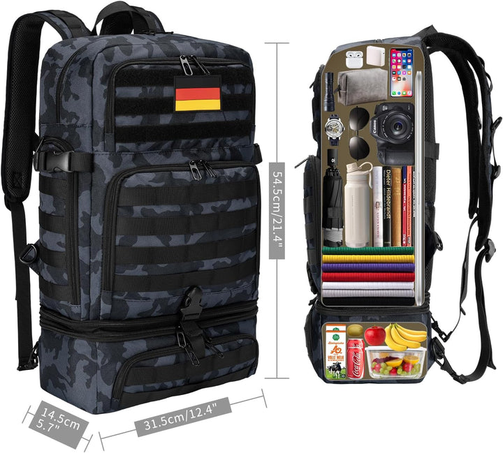 BERTASCHE Lunch Rucksack, 15.6 Zoll Laptop Rucksack mit Kühltasche, 2-IN-1 Arbeitrucksack für Herren