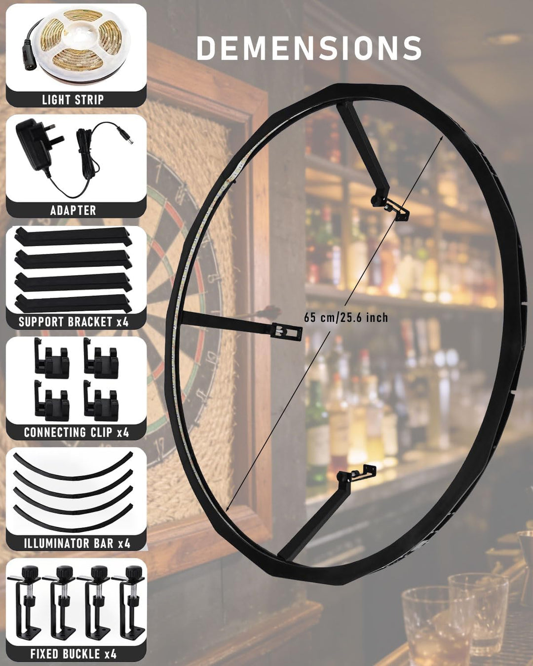 Dartscheibe Beleuchtung– Ultrahell 360° LED Lichtring für Sisal Dartboard – Schattenloser Runddesign