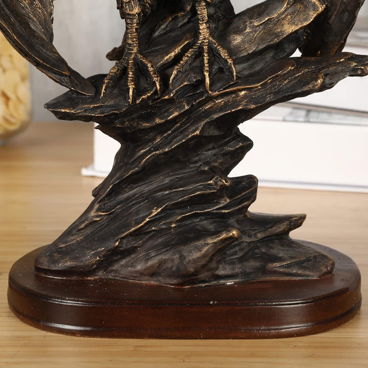 H&W 26cm H Patriotischer Adler Statue,Sandstein Harz Skulpturen für Männer,Wildvogel Adler Figuren,A