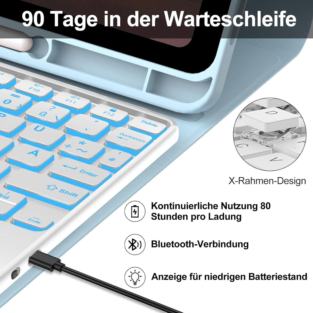 Tastatur für Samsung Galaxy Tab S9FE/S10FE 10.9", Hülle Tastatur Galaxy Tab S9/S10FE 2025 con Touchp