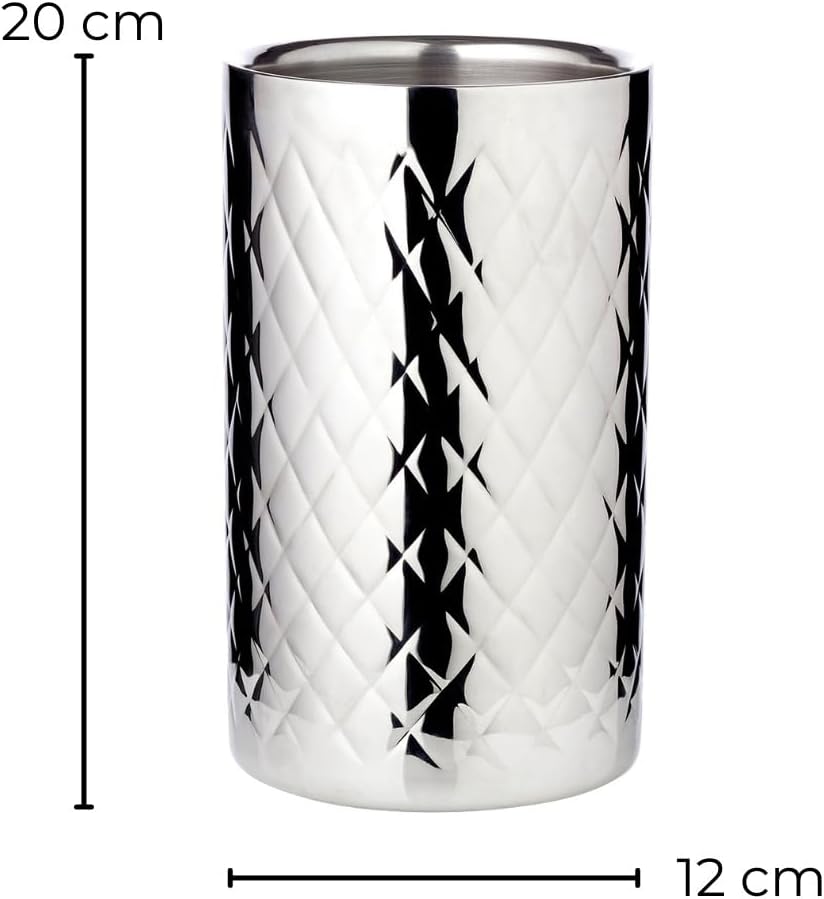 EDZARD Flaschenkühler Nebraska, Höhe 20 cm, Durchmesser 12 cm, für 1 Flasche, doppelwandig, Edelstah