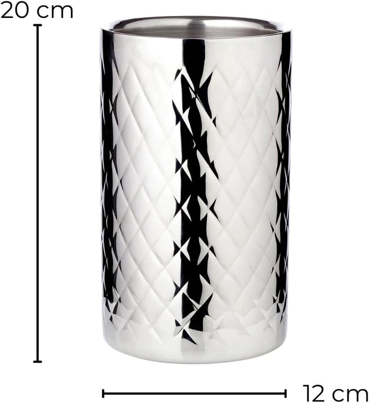 EDZARD Flaschenkühler Nebraska, Höhe 20 cm, Durchmesser 12 cm, für 1 Flasche, doppelwandig, Edelstah
