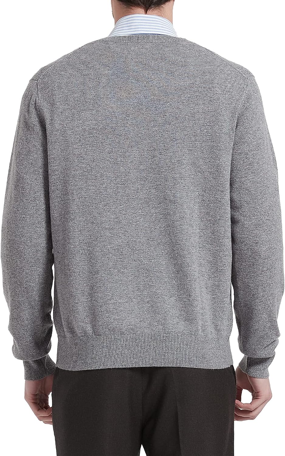 Kallspin Herren Strickpullover aus Wollmischung V-Ausschnitt Langarm Comfort Fit Pullover M Hellgrau