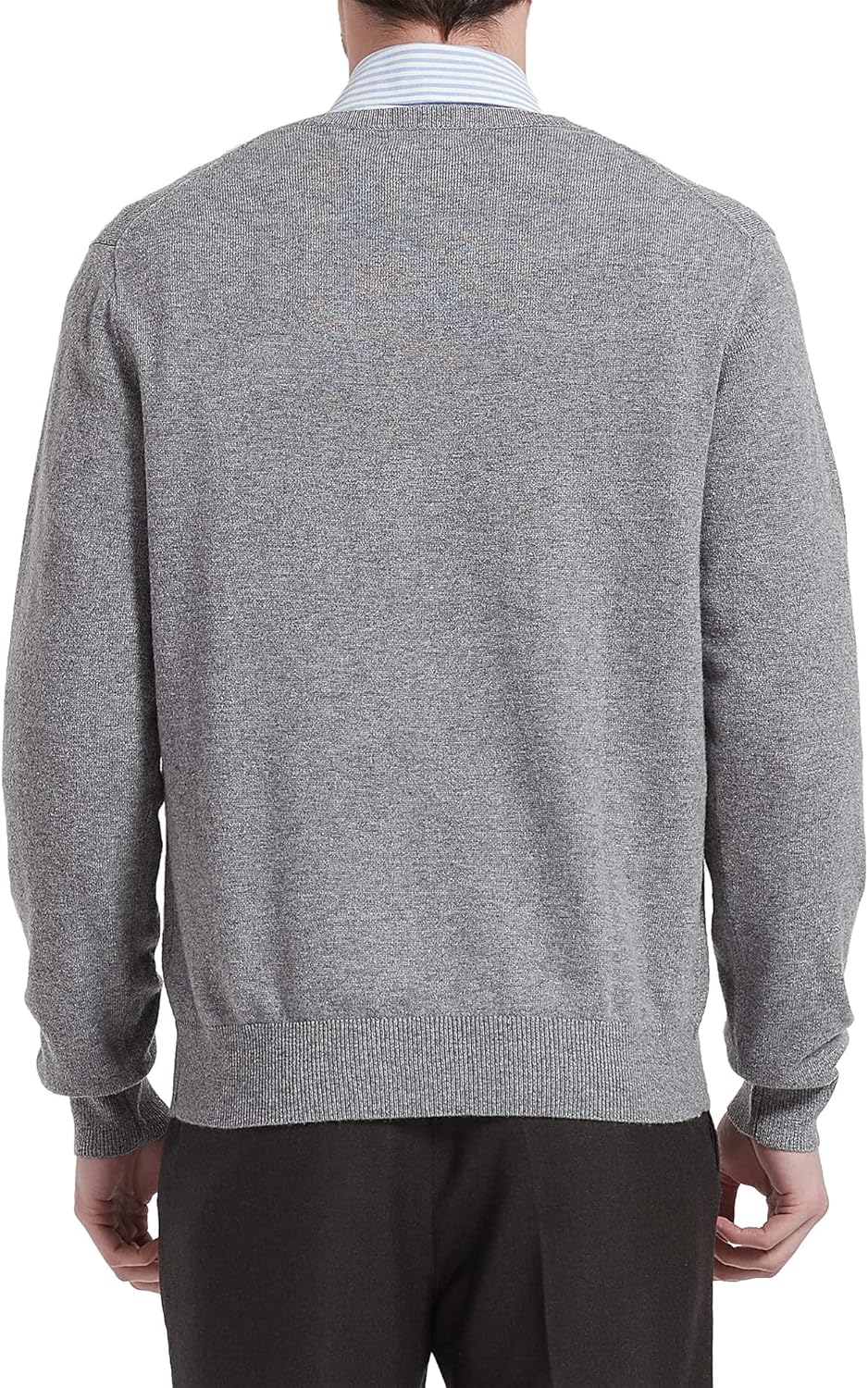 Kallspin Herren Strickpullover aus Wollmischung V-Ausschnitt Langarm Comfort Fit Pullover M Hellgrau