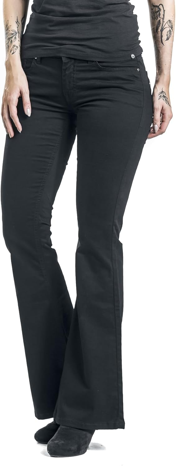 Black Premium by EMP Damen Schwarze Jeans mit Schlag W29L32